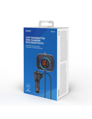 Savio Tr-14 Transmiter Samochodowy Fm Z Bluetooth I Ładowarką,Quick Charge 3.0 I Power Delivery, Red. Szumów
