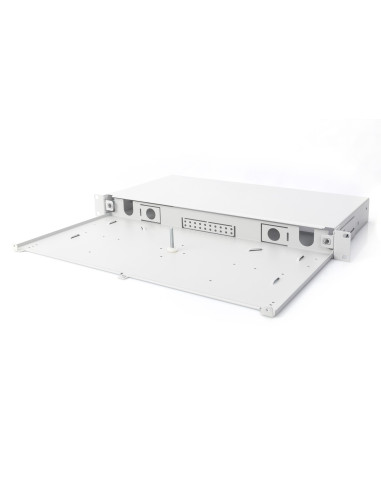 Panel Krosowy Fo Bez Płyty Czołowej 19'' 1U, Wysuwany, Dławnica Pg13.5 I Pg16, Opaski/Uchwyty, Szary