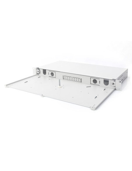 Panel Krosowy Fo Bez Płyty Czołowej 19'' 1U, Wysuwany, Dławnica Pg13.5 I Pg16, Opaski/Uchwyty, Szary
