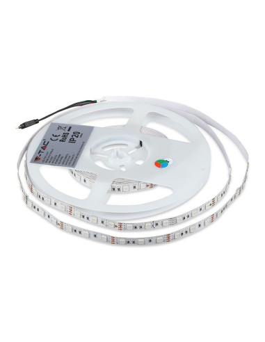 Taśma Led V-Tac Vt-5050 60 Ip20-Rgb Smd5050 12V 230V Ip20 10W/M 1000Lm (Sku 2558)