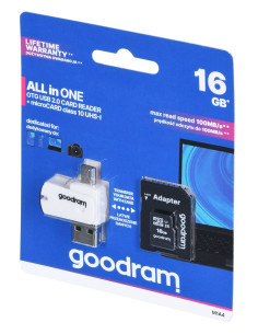 Karta Pamięci Z Adapterem I Czytnikiem Kart Goodram All In One M1A4-0160R12 (16Gb  Class 10  Adapter, Czytnik Kart Microsdhc, Ka 2