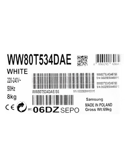 Pralka Samsung Ww80T534Dae