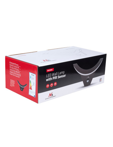 Maclean Lampa Led Z Czujnikiem Ruchu Na Podczerwień 800Lm 10W Ip54 Kolor Czarny Mce290 B
