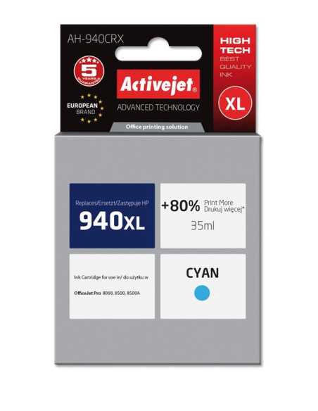 Activejet Ah-940Crx Tusz (Zamiennik Hp 940Xl C4907Ae  Premium  35 Ml  Niebieski)