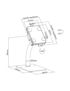 Maclean Uchwyt Do Tabletu Ścienny/Biurkowy Z Blokadą 7,9"-11" Uniwersalny Biały Mc-468W 2