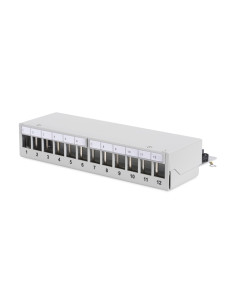 Panel Krosowy Modularny Desktop 12X Keystone, Ekranowany, Szary, Prowadnica Kabli, Pola Opisowe