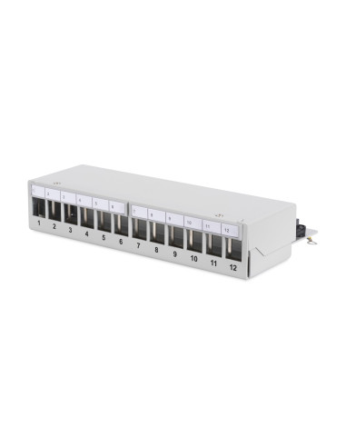 Panel Krosowy Modularny Desktop 12X Keystone, Ekranowany, Szary, Prowadnica Kabli, Pola Opisowe