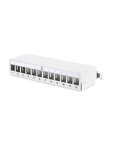 Panel Krosowy Modularny Desktop 12X Keystone, Ekranowany, Szary, Prowadnica Kabli, Pola Opisowe
