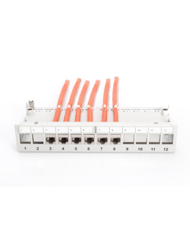 Panel Krosowy Modularny Desktop 12X Keystone, Ekranowany, Szary, Prowadnica Kabli, Pola Opisowe