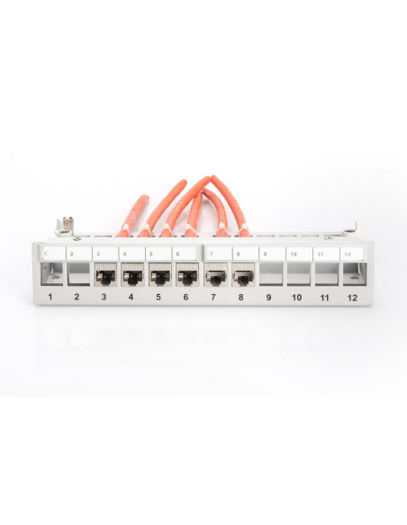 Panel Krosowy Modularny Desktop 12X Keystone, Ekranowany, Szary, Prowadnica Kabli, Pola Opisowe