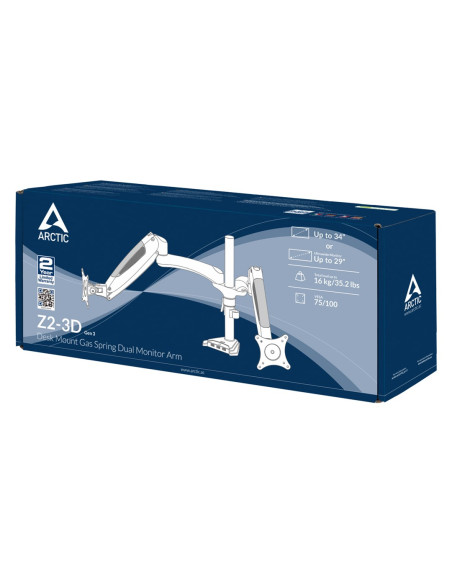 Arctic Z2-3D Gen 3 Uchwyt / Stojak Do Monitorów 86,4 Cm (34") Biurko Czarny