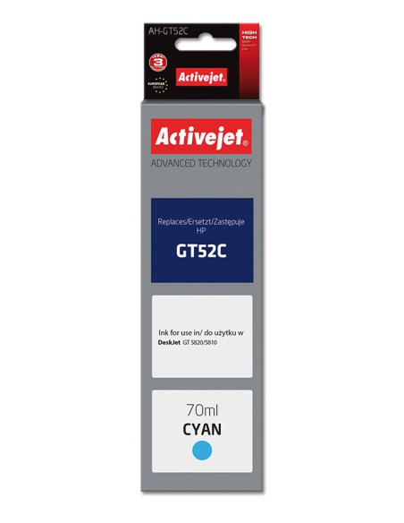 Activejet Ah-Gt52C Tusz (Zamiennik Hp Gt52C M0H54Ae  Supreme  70 Ml  8000 Stron, Niebieski)