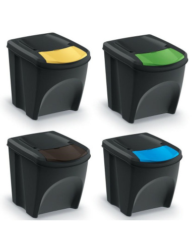 Keden Kosz Na Śmieci Sortibox 25L Set 4 - Czarny Recykling Szeroki