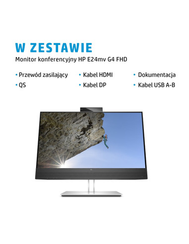Hp E24Mv G4 60,5 Cm (23.8") 1920 X 1080 Px Monitor Full Hd Czarny, Srebrny