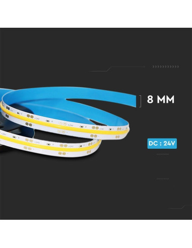 Taśma Led V-Tac Bezpunktowa Cob 280Led 24V 10W/M Vt-Cob (Sku 212652) 3000K 800Lm