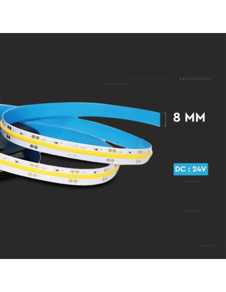 Taśma Led V-Tac Bezpunktowa Cob 280Led 24V 10W/M Vt-Cob (Sku 212652) 3000K 800Lm