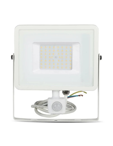 Projektor Led V-Tac Vt-50-S-W 50W Samsung Chip Czujnik Ruchu 3000K 4000Lm (Sku 466) Biały