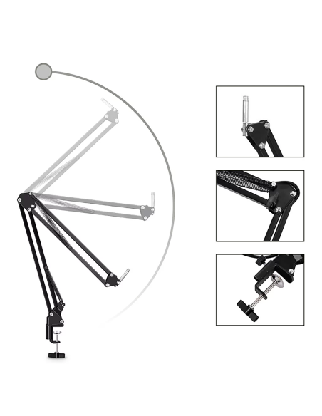 Media-Tech Mikrofon Pojemnościowy Kierunkowy Z Zestawem Akcesoriów Czarny Mt397K