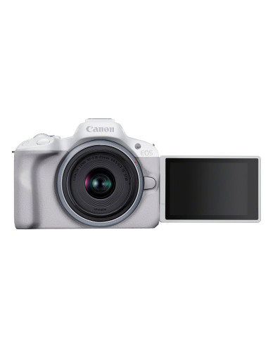 Canon Eos R50, White + Rf-S 18-45Mm F4.5-6.3 Is Stm Kit Bezlusterkowiec 24,2 Mp Cmos 6000 X 4000 Px Biały