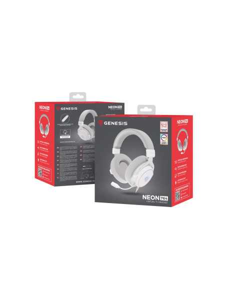 Genesis Neon 764 Zestaw Słuchawkowy Przewodowa Opaska Na Głowę Gaming Usb Typu-A Biały