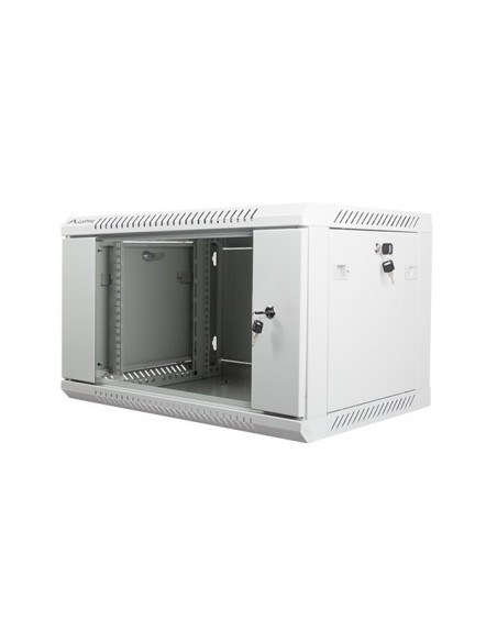 Szafa Jednosekcyjna, Zamykana Na Zamek Lanberg Wf01-6406-10S (6U  368Mm / 600Mm / 450 Mm  Wisząca  Szklane  19''  Kolor Szary)