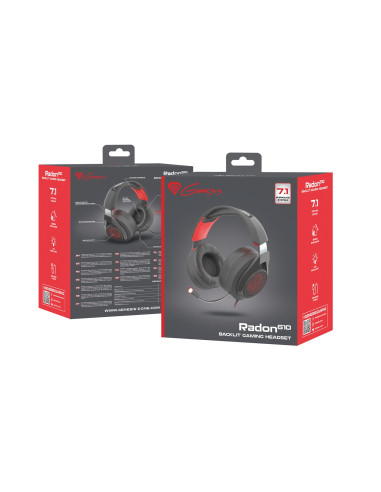 Genesis Radon 610 Zestaw Słuchawkowy Przewodowa Opaska Na Głowę Gaming Usb Typu-A Czarny, Czerwony