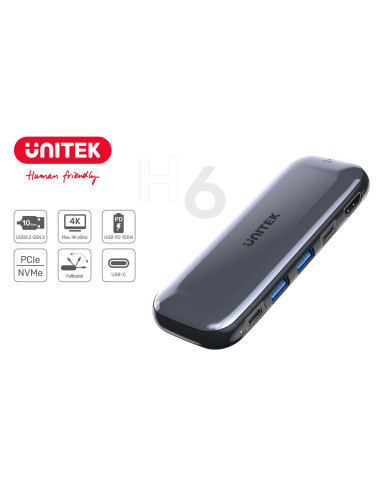 Unitek Hub Usb-C Storage M.2, Hdmi, Usb-C Pd 100W,