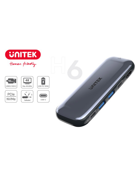 Unitek Hub Usb-C Storage M.2, Hdmi, Usb-C Pd 100W,