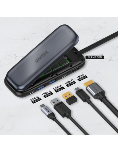 Unitek Hub Usb-C Storage M.2, Hdmi, Usb-C Pd 100W,