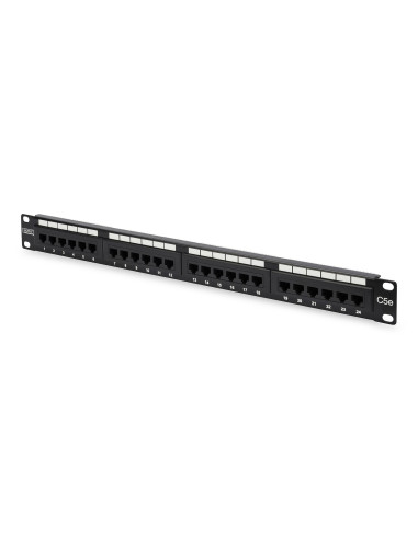 Digitus Panel Krosowy (Patch Panel) 19'' 24X Rj45, Lsa Pion, Kat.5E, Nieekranowany, 1U, Prowadnica Kabli, Czarny, Pola Opisowe