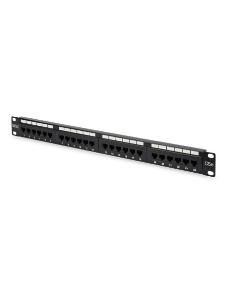Digitus Panel Krosowy (Patch Panel) 19'' 24X Rj45, Lsa Pion, Kat.5E, Nieekranowany, 1U, Prowadnica Kabli, Czarny, Pola Opisowe