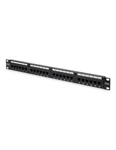 Digitus Panel Krosowy (Patch Panel) 19'' 24X Rj45, Lsa Pion, Kat.5E, Nieekranowany, 1U, Prowadnica Kabli, Czarny, Pola Opisowe
