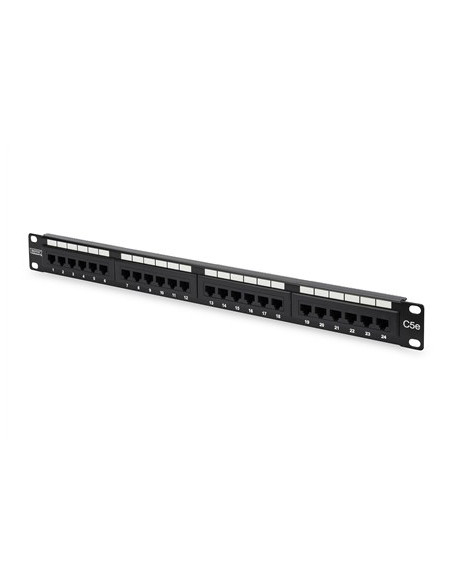 Digitus Panel Krosowy (Patch Panel) 19'' 24X Rj45, Lsa Pion, Kat.5E, Nieekranowany, 1U, Prowadnica Kabli, Czarny, Pola Opisowe