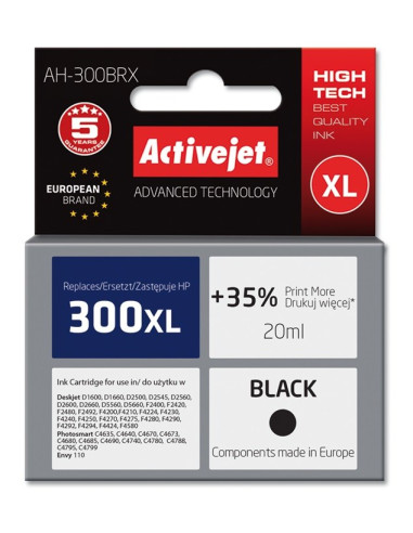 Activejet Ah-300Brx Tusz (Zamiennik Hp 300Xl Cc641Ee  Premium  20 Ml  Czarny)