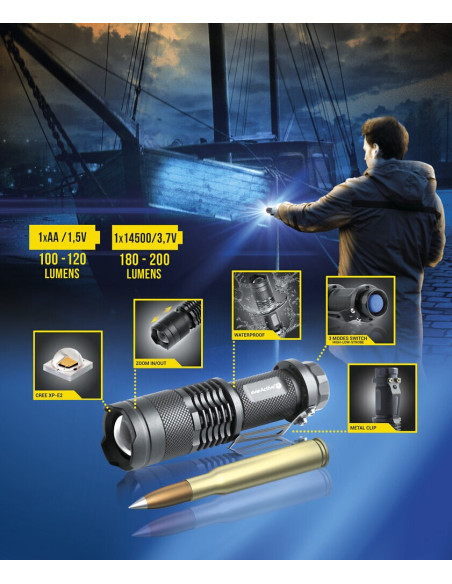 Everactive Latarka Ręczna Diodowa (Led) "Bullet" Dioda Cree Xp-E2 Fl180