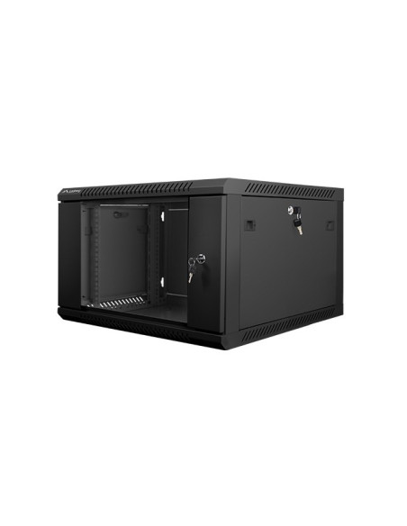 Szafa Jednosekcyjna Lanberg Wf01-6606-10B (6U  368Mm / 600Mm / 600 Mm  Wisząca  Szklane  19''  Kolor Czarny)