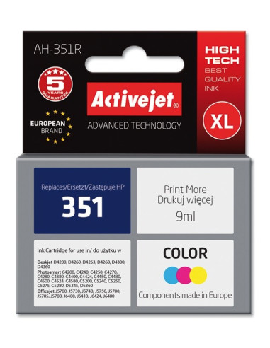 Activejet Ah-351R Tusz (Zamiennik Hp 351 Cb337Ee  Premium  9 Ml  Kolor)