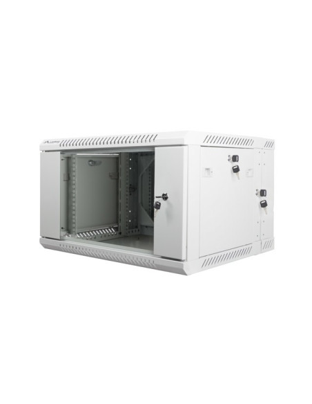Lanberg Szafa Wisząca Dwusekcyjna 19" 6U 600X600 (Drzwi Szklane, Szara Ral7035)