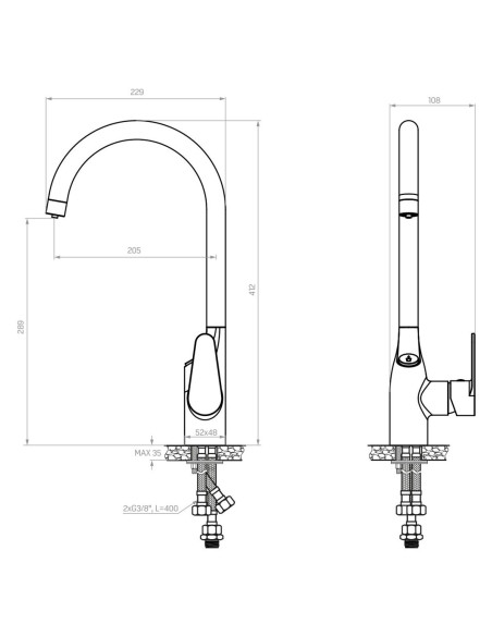 System Filtrujący Wodę Kranową Dafi Flow Comfort D-1 Z Baterią Trójdrożną Como (Chrom)