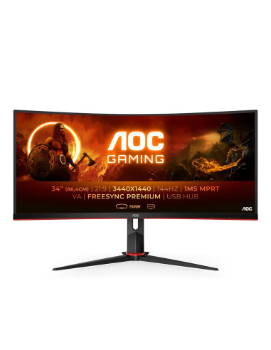 Aoc G2 Cu34G2X/Bk Monitor Komputerowy 86,4 Cm (34") 3440 X 1440 Px Quad Hd Led Czarny