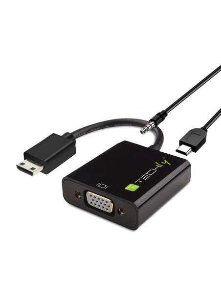 Techly Idata Hdmi-Vga4 Adapter Kablowy Vga (D-Sub) Hdmi Type C (Mini) Czarny