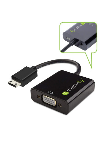 Techly Idata Hdmi-Vga4 Adapter Kablowy Vga (D-Sub) Hdmi Type C (Mini) Czarny