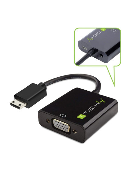 Techly Idata Hdmi-Vga4 Adapter Kablowy Vga (D-Sub) Hdmi Type C (Mini) Czarny