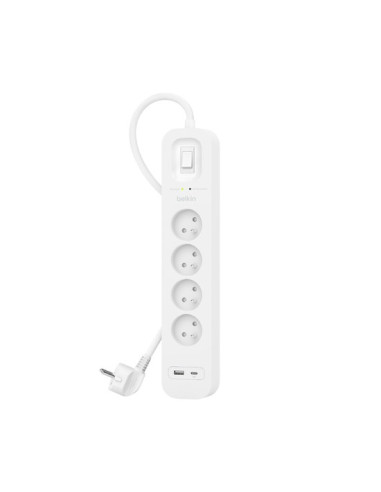 Listwa Zasilająca Belkin Power Surge 4-Port + 1Xusb-A +1Xusb-C 2.4A Pd 525J 2M White