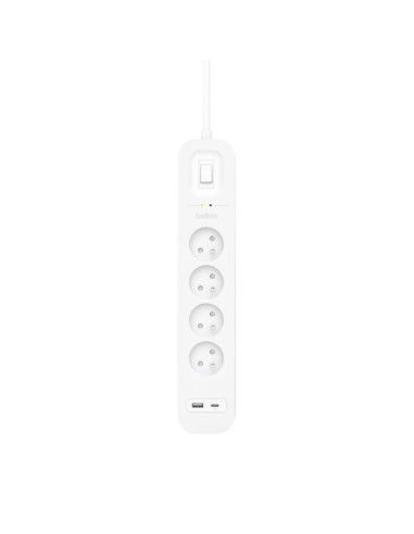 Listwa Zasilająca Belkin Power Surge 4-Port + 1Xusb-A +1Xusb-C 2.4A Pd 525J 2M White