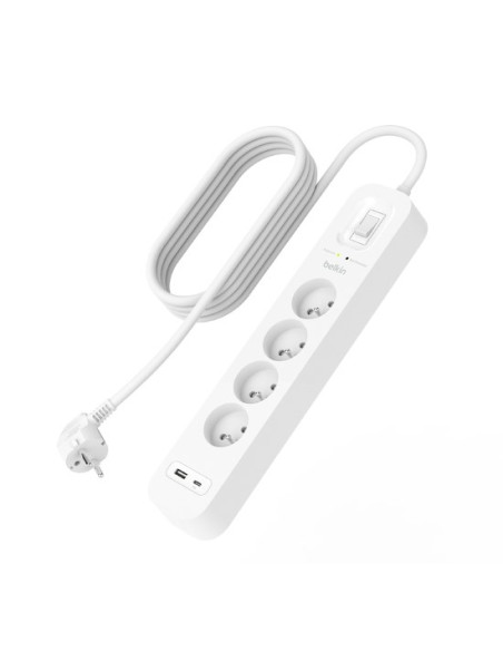 Listwa Zasilająca Belkin Power Surge 4-Port + 1Xusb-A +1Xusb-C 2.4A Pd 525J 2M White