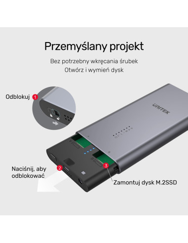 Unitek Obudowa Na Dysk/Klonowanie 2Xm.2, Pcie/Nvme