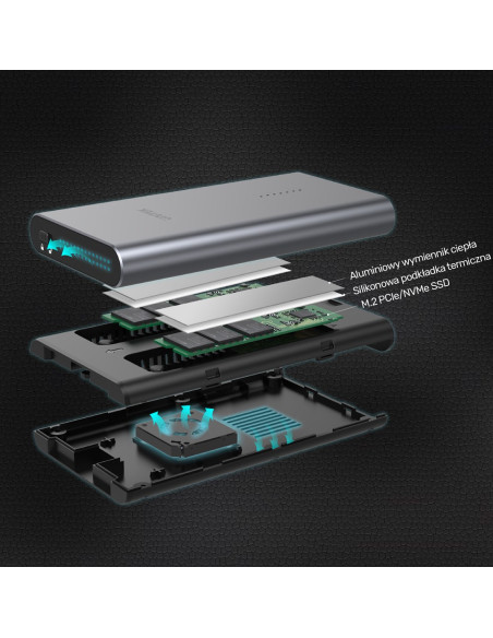 Unitek Obudowa Na Dysk/Klonowanie 2Xm.2, Pcie/Nvme