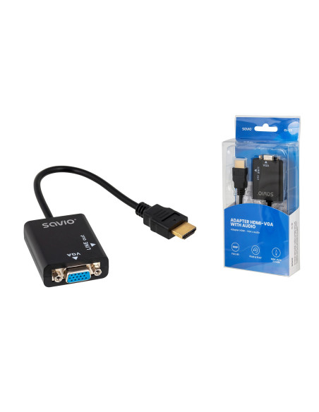 Adapter Savio Cl-23 (Hdmi M - D-Sub (Vga) F  0,20M  Kolor Czarny)