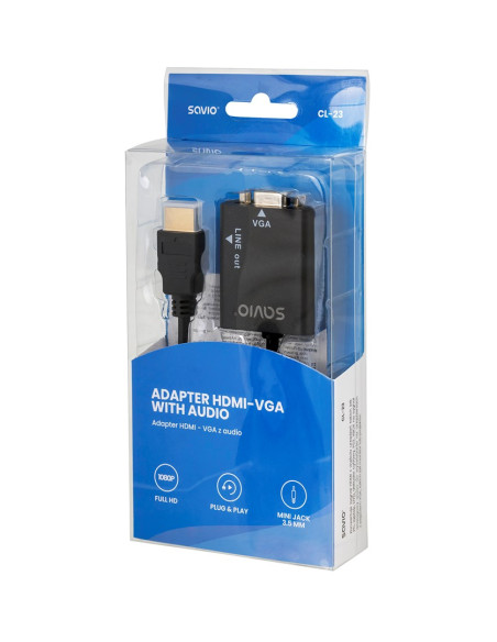 Adapter Savio Cl-23 (Hdmi M - D-Sub (Vga) F  0,20M  Kolor Czarny)